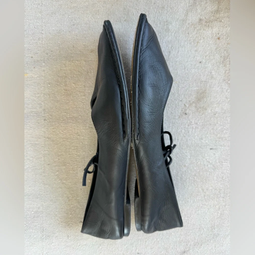 ALOHAS Sway Black Leather Ballet Flats Square Toe Tie Detail Size 39 (US 8-8.5) - Picture 4 of 8